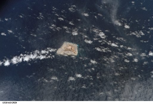 A satellite photograph of Jarvis Island taken on January 29th, 2007 by an astronaut