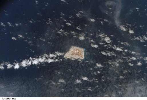 A satellite photograph of Jarvis Island taken on January 29th, 2007 by an astronaut